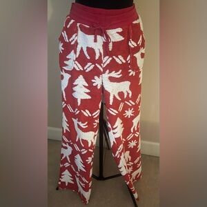 Vera Bradley Jacquard Fleece Pajama Pants in Reindeer Intarsia Red Size M
